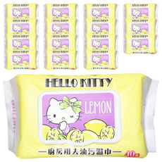 Hello Kitty 凱蒂貓 檸檬廚房用去油汙濕巾 40抽, 300 x 200mm, 16包