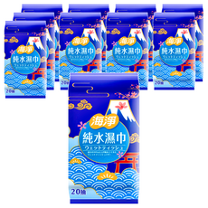 奈森克林 海淨純水柔濕巾, RO逆滲透純水 柔軟堅韌不織布 無香精酒精螢光劑, 20張, 10包