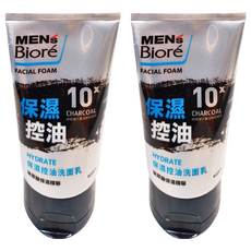 MEN'S Biore 保濕控油洗面乳，含10倍炭成分, 100g, 2條
