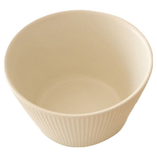 線條斗笠碗，陶瓷材質，直徑12cm 深度7cm，容量320ml，重量257g, 米色, 1個