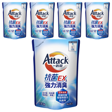 Attack 一匙靈 台灣公司貨 抗菌EX洗衣精 抗菌EX強力消臭補充包, 1.5kg, 5包