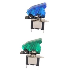 Royalways 2 개 유니버설 자동차 12 볼트 20A 로커 녹색 + 블루 LED 빛 토글 핀 스위치