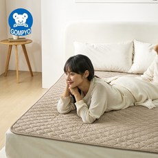 [3세대 인체감지] 곰표한일 인오크 카본 탄소매트 전자파안심 EMF 전기장판 워셔블, 슈퍼싱글 (110x195cm), 웜 베이지