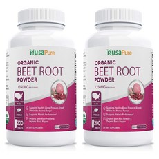 NusaPure (2병) 누사퓨어 오가닉 레드비트 + 블랙페퍼 680mg 200정 혈액순환영양제 고혈압영양제, 1mg, 2개