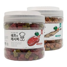 부드럽고 말랑한 강아지 큐브 간식 대용량(800g) 1+1 / 락토바실러스 유산균(루테리)이 함유된 강아지 트릿 간식 대용량, 소고기+황태, 800g, 2개 - 1+1강아지유산균