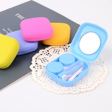 파스텔 휴대용 콘텍트 렌즈보관함 케이스 렌즈통 실리콘집게 석션 식염수통 컴팩트형 거울포함