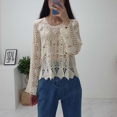 [도도하나] 뜨개 그물 펀칭 시스루 니트[2컬러]
