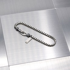 제라스 후크 조인트 큐브 체인 남자 여자 은팔찌 큐브3mm 단면무광처리 국내주문제작 실버925