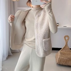 더보누르 고급 스웨이드 안감 양털 조끼 여성 후리스 베스트 뽀글이