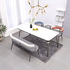 원마인드 커브 포세린 세라믹 양면 6인용 식탁세트 1800테이블+1인의자3개+3인벤치, 커브6인식탁+커브1인의자(3개)+커브3인벤치, 블루2/아이보리1