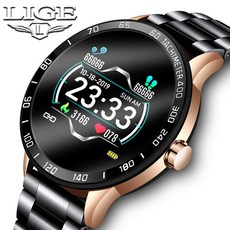 새로운 스마트 워치 남자 IP67 방수 피트니스 트래커 심박수 혈압 모니터 PedometerFor 안드로이드 ios 스포츠 smartwatch|스마트 시계|, 1개, 단일, Black