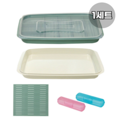 씨밀렉스 김밥 재료 보관용기 + 쟁반형 뚜껑 + 대나무 김밥말이 + 김밥트레이 랜덤 발송 2p, Green(그린 코랄), 8세트