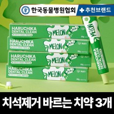 펫생각 하루치카 덴탈클린 강아지 바르는 치약 입냄새 치석 효소 충치 잇몸염증 제거 메론향 60g, 3개 - 펫생각하루치카