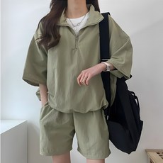 루즈리 Darti 여자 아노락 반팔 반집업 바람막이 반바지 트레이닝 set 세트 7컬러 2단사이즈
