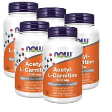 나우푸드 아세틸-L 카르니틴 500 mg NOW Acetyl-L Carnitine, 200정, 5개