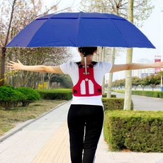 야외 어깨 우산 배낭 밭일 낚시 입는 조끼 자외선차단, 7. 방풍 네이비 레드 우산대