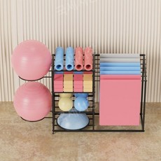 요가매트 거치대 짐볼 소도구 보관대 헬스장 진열대, 바퀴가 달린 골드