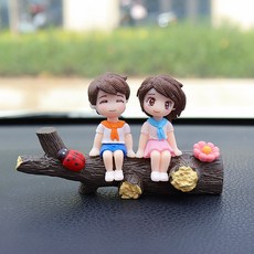 귀여운 차량용 뽀뽀하는 피규어 커플, 1세트, 핑크치마커플