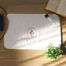 극세사 자수 주방 욕실 발매트, 안젤로 아이보리 1개