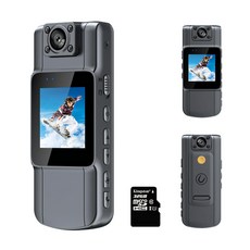 RUN기술 초소형 4K 고화질 방수 가성비 카메라 녹음 액션캠 자전거 블랙박스 바디캠, 블랙, WIFI+32G메모리 카드