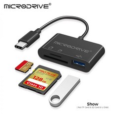 마이크로 USB C타입 어댑터 USB TF SD 카드 리더 USB-C 메모리 카드 OTG 어댑터 U 디스크 맥북호환 삼성호환 샤오미 3in1, Black, 01 Black, 1개