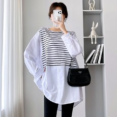 JS3741 여자 봄 가을 고퀄 코튼 면혼방 긴팔 티셔츠 셔츠 남방 긴바지 팬츠세트 2종 상하세트 임부복 임산부 이지웨어 루즈핏 데일리룩
