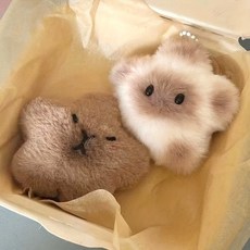 행운 귀여운선물 카피바라 & 별고양이 키링 인형 키링, 옵션:브라운1P, 1개, 색상
