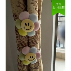 구미호 귀엽고 이쁜 스마일 캐릭터 쿠션 커튼 정리 묶는 탄력 벨트 2개, 1세트, 플라워(2개)