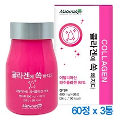 저분자 어류콜라겐 추천 먹는 히알루론산 생선껍질 콜라겐 이탈리아산 프락토올리고당 네추럴라이즈, 3박스, 60정