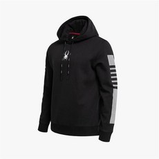스파이더 공용 라인 프린트 후드 티셔츠 SPFFCNHD303UBLK