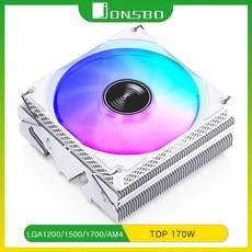 JONSBO 에어 쿨러 다운 압력 PWM ITX CPU 쿨러 팬 인텔 LGA1200 1150 1700 AM4 TDP 170W HX4170D, 1.검정 - 없음 RGB-기타, 1개