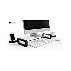 UBOARD Basic - Tempered Glass Monitor Stand Shelf Multiboard for Your PC iMac and iPhone (Black) 9, One Size, Uboard Smart 3.0 [Black]