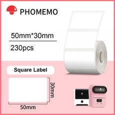 230pcs/Roll 50x30mm 흰색 직사각형 자기 접착 성 열 라벨 스티커 용지 phonemo M110/M200 프린터 용 방수, 3롤, 1개