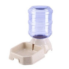 자동 Waterer Food Feeder 3 8 L 워터 디스펜서 Lbs 공급기 중력이 작은 중형 및 대형 고양이 개용 Fed, Waterer Beige, 1개