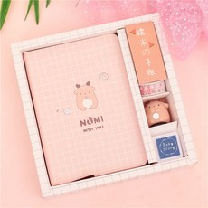 INS 무드 소녀마음 노트 스승의날 독창적 기프트 여학생 여자친구 트윈, 동그라미 도장 스탬프 갈색