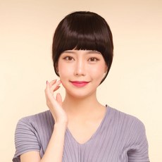 프리티레이디 일자뱅 스타일 인모 앞머리가발 부분가발, 02내츄럴블랙, 1개