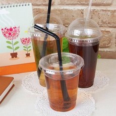 GFQ162520일회용일회용 플라스틱컵 100개/테이크아웃컵 아이스컵 투명다용도, 자바라빨대 투명 500개, 단일옵션