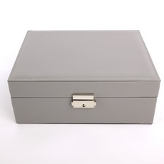 풀커버링 가죽2단 5클립 귀걸이 목걸이 악세사리 보관함 보석함 반지 주얼리정리함 주얼리함-그레이