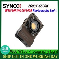 SYNCO COLBOR 휴대용 포켓 LED 램프 유튜브 야외 비디오 촬영용 사진 조명 W60 W60R W100 W100R 65W 100 W, 1개, 4) W100 RGB