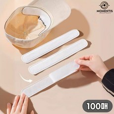 모멘티스 골프 모자 캡 클린 가드 땀 받이 흡수 얼룩 오염 방지 테이프 패드, 100개, 화이트