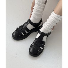 멜린 위빙 스트랩 피셔맨 버클 통굽 샌들(4cm)