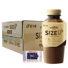 빙그레 아카페라 사이즈업 카페라떼 350ml x 20pet + 블루존 물티슈, 20개입