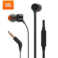 Jbl t110 3.5mm 유선 이어폰 fone de ouvido 이어폰 인라인 컨트롤 핸즈프리 마이크 포함 jbl audifono para celular 헤드셋|전화 이어폰, 1개, 단일, Black