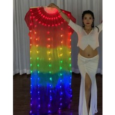 무용부채 여성용 벨리 댄스 LED 선풍기 액세서리 실크 팬 조명 베일 공연 소품 댄스용 의상 1 쌍, [01] 10CM, [03] 1 Piece Right Hand, 1개