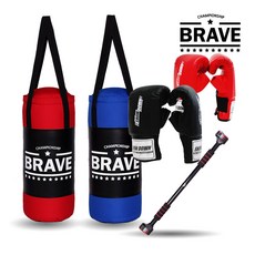 BRAVE 미니샌드백 D세트(샌드백+글러브+스마트락), 샌드백블루+스마트락+백글러브 레드