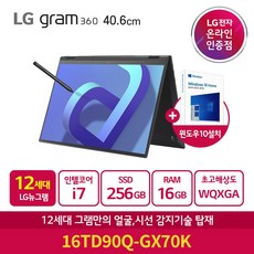 LG NEW 그램 12세대 노트북 16TD90Q-GX70K, Windows10, 16GB, 256GB, 코어i7, 블랙