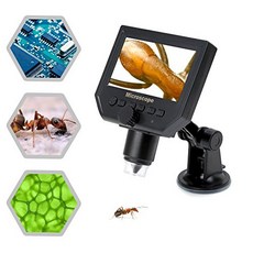 Koolertron 4.3 LCD Digital USB Microscope Magnifier with 1-600X Continuous Magnification Zoom 8 LED Adjustable Light Source Rechargeable Lithium, 본문참고, Color = Microscope+Adjustable Stand