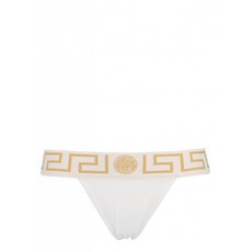 [VERSACE] 여성 로고 cheeky thongs 슬립 White AUD01042A232741A1001