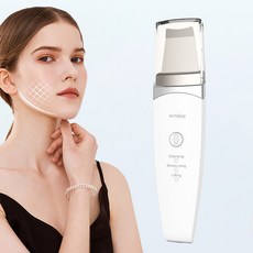 Windee 초음파 필링기 워터 갈바닉 이온 EMS미세 전류 딥클렌징 USB충전식, 화이트, windee-1076