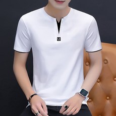 ROVOG 남자 여름 브이넥 반팔티 패션 남성 V넥 티셔츠